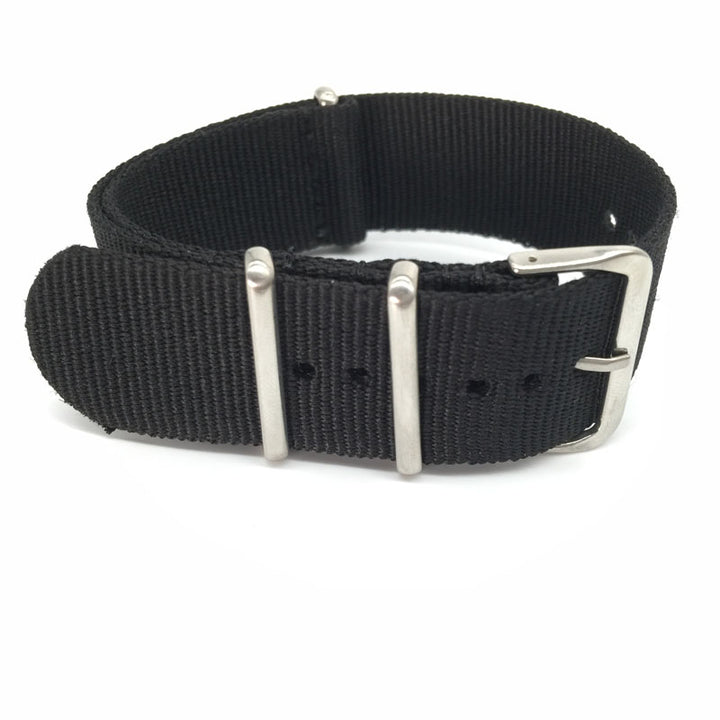 Black Woven Nylon Watch Strap 16–24mm Military Style