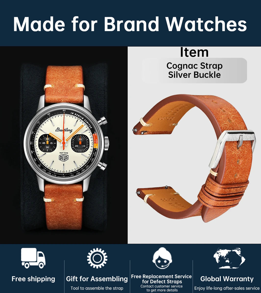 Top Full Grain Leather Watch Strap Quick Release For IWC MIDO SEIKO Watchband Accessories Bracelet Italian Cowhide Watch Band