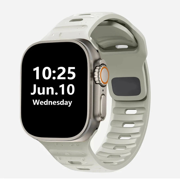 Silicone Rubber Apple Watch Band 38–49mm for iWatch Series 3–8 & Ultra