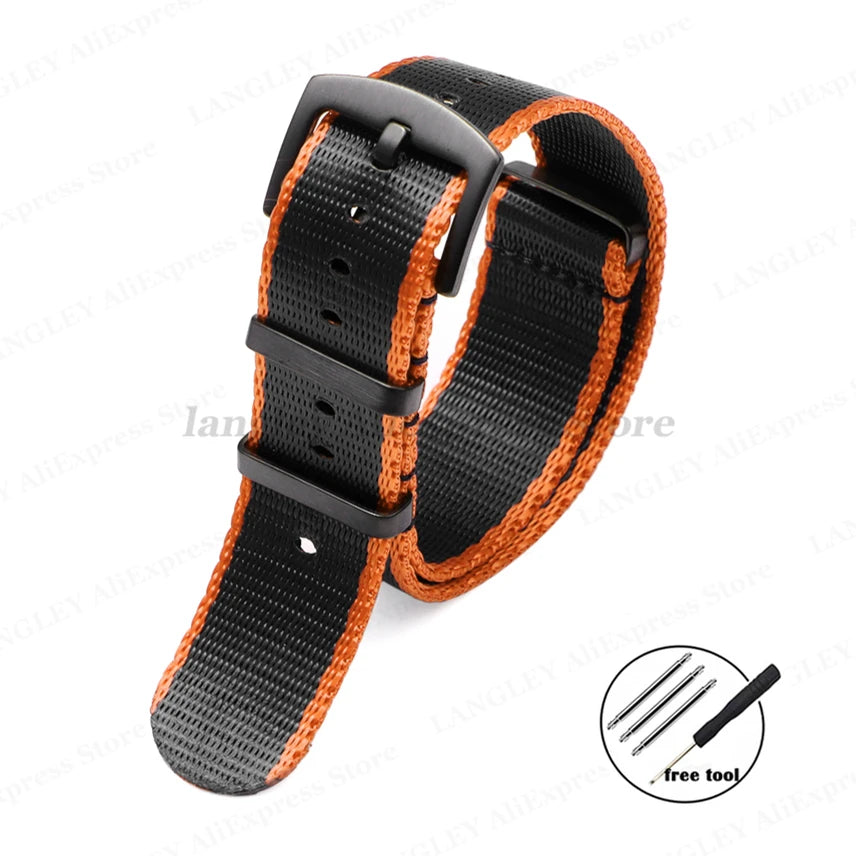 Premium Nylon Watch Strap 20/22mm (Black Buckle)