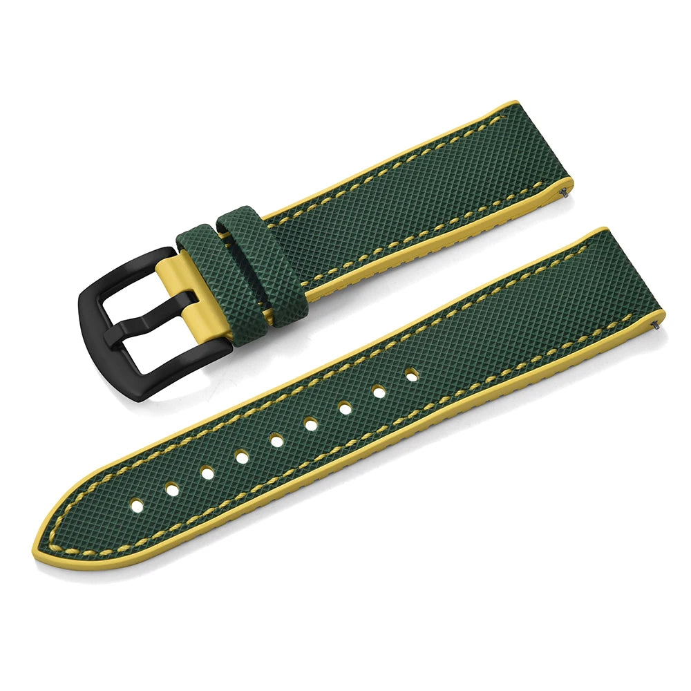 For Longine Seiko Water Ghost Hamilton Series Nylon FKM Rubber Bottom Watch Strap 18-20-22-24mm Strap Soft Waterproof Wrist Band