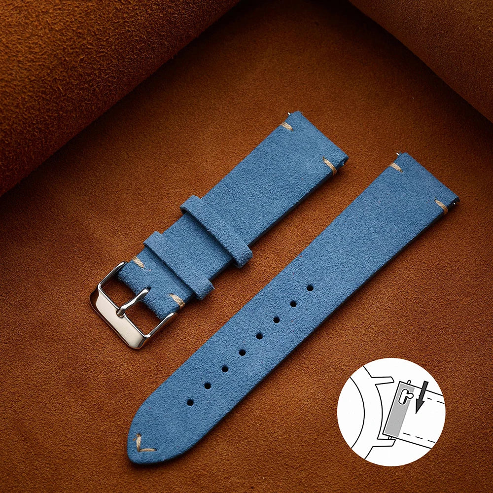 Quick Release Soft Suede Leather Watch Strap (14–22mm)
