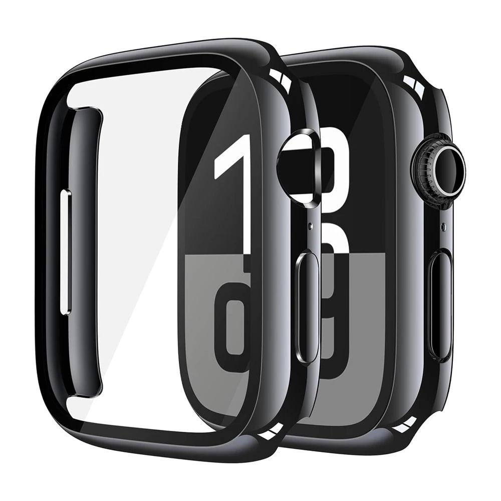 Screen Protector For Apple Watch Case Series 11 10 9 SE 8 7 6 5 46mm 42mm 45mm 44mm 40 41 PC Bumper+Tempered Glass iWatch Cover