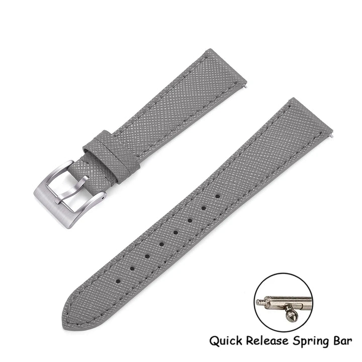 Quick Release Saffiano Leather Watch Strap – 18-24mm Universal