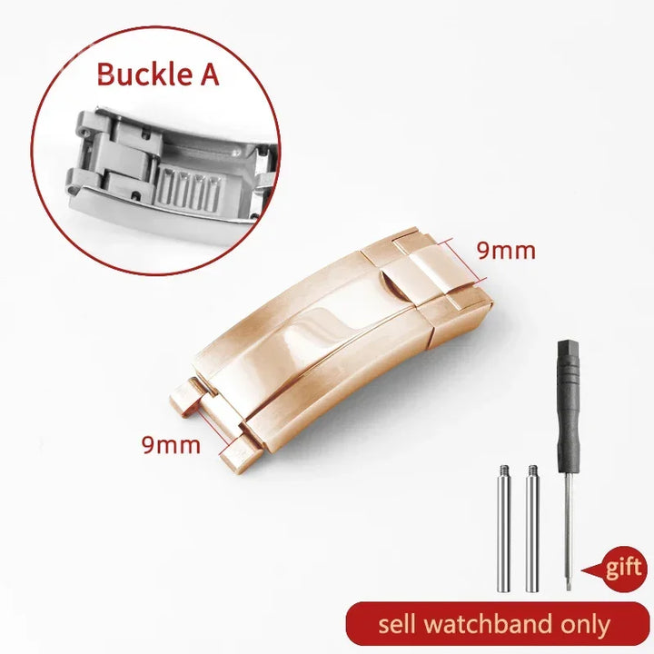 Rolex Daytona Stainless Steel Folding Buckle – Black & Rose Gold, 9×9 /
