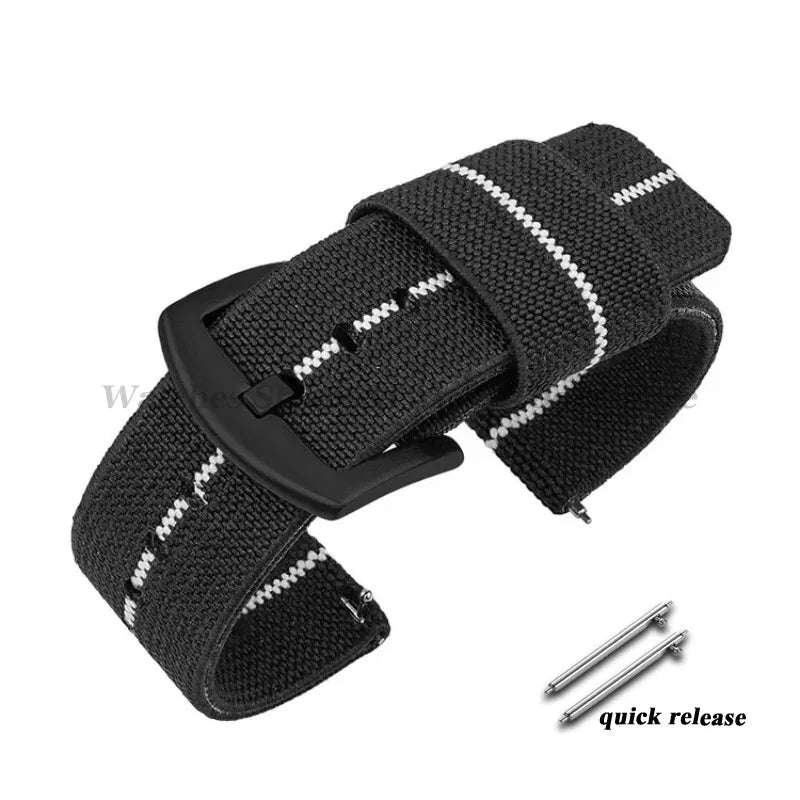 Nylon Watch Band 18mm 20mm 22mm 24mm Woven Elastic Strap for Seiko for Omega Quick Release Wristband Military Men's Sport Bands