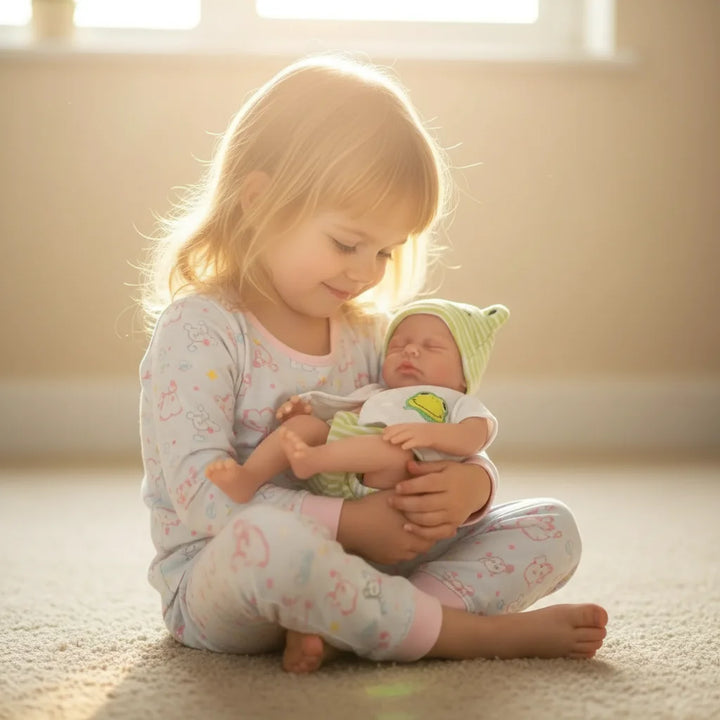 NPK 12inch Lifelike Reborn Doll Loulou Awake Super Soft Solid Platinum Silicone Flexible Elastic Mouth Can Open