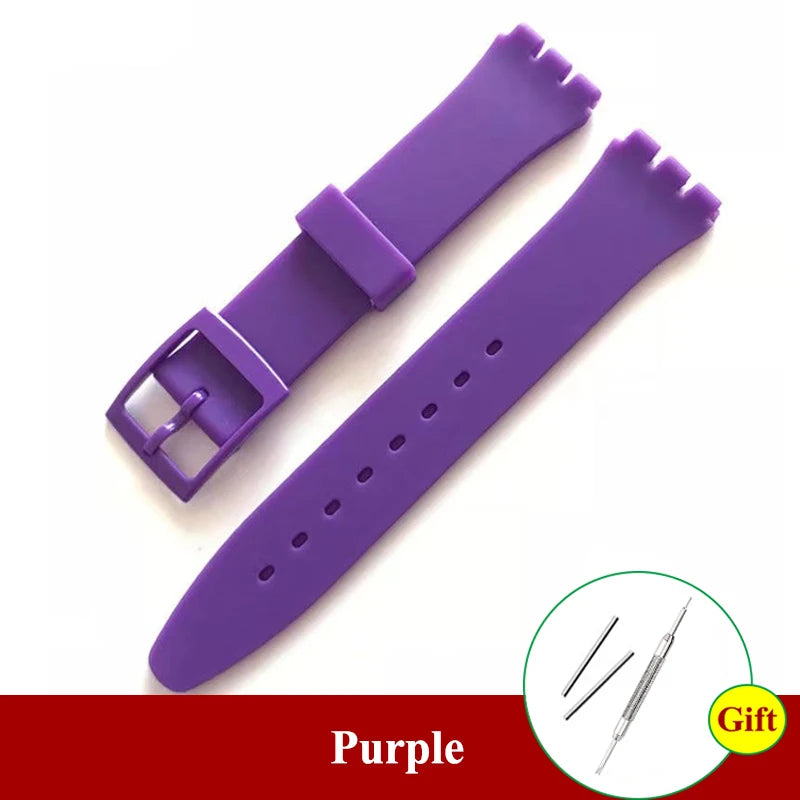 Soft Silicone Colorful Watch Strap for Swatch – 16-20mm with Tool