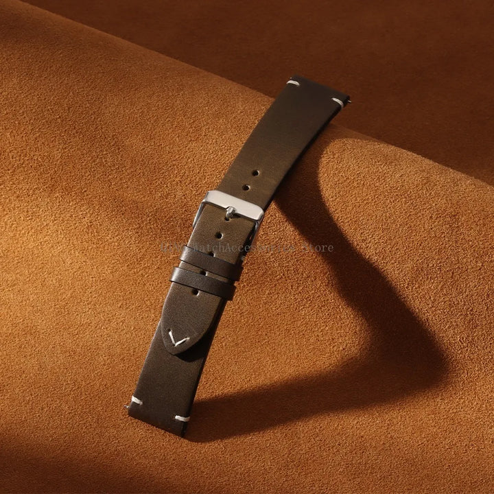 Title: Vintage Oil Wax Leather Watch Band 18–22mm (Quick Release, Unisex)