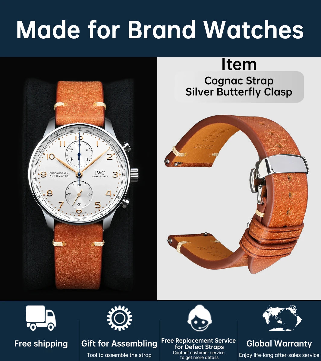 Top Full Grain Leather Watch Strap Quick Release For IWC MIDO SEIKO Watchband Accessories Bracelet Italian Cowhide Watch Band