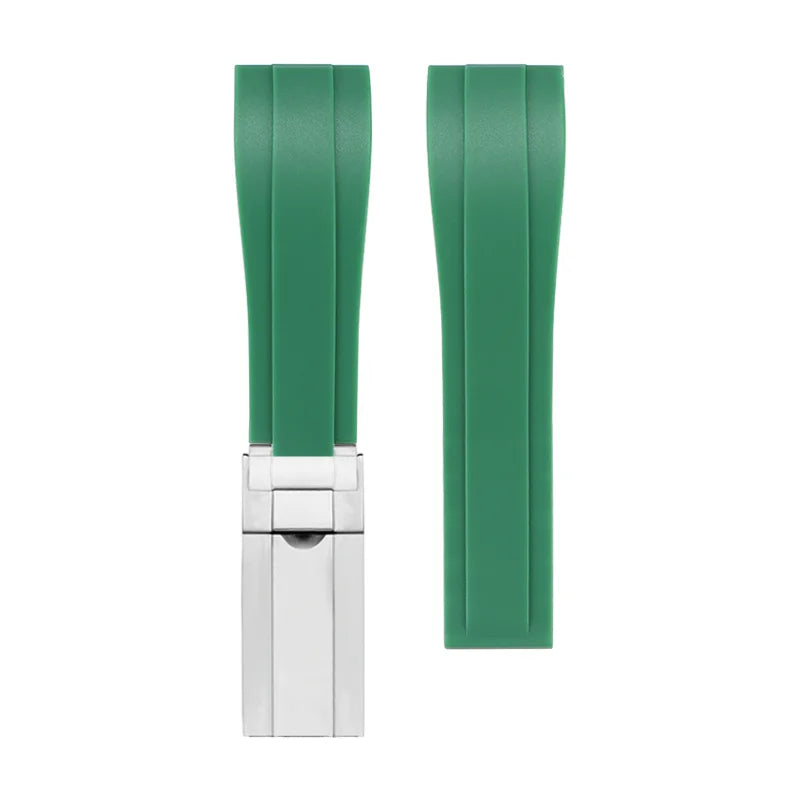 Rubber Watch Strap with Stainless Steel Butterfly Buckle for Rolex