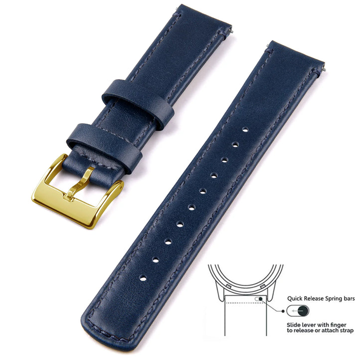 Top Grain Genuine Leather Quick Release Watch Band 20–22mm for Samsung Galaxy Watch