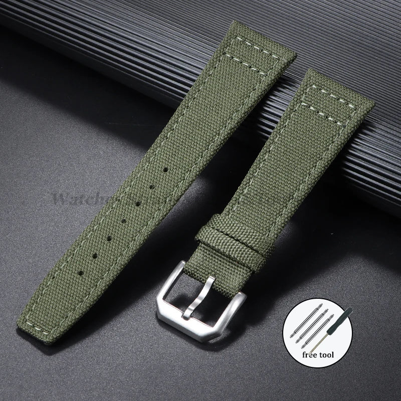 Nylon Canvas Watch Strap for IWC Pilot 20mm 21mm 22mm Strap Waterproof Sport Watch Strap Cowhide Wrist Belt Men's Women Bracelet