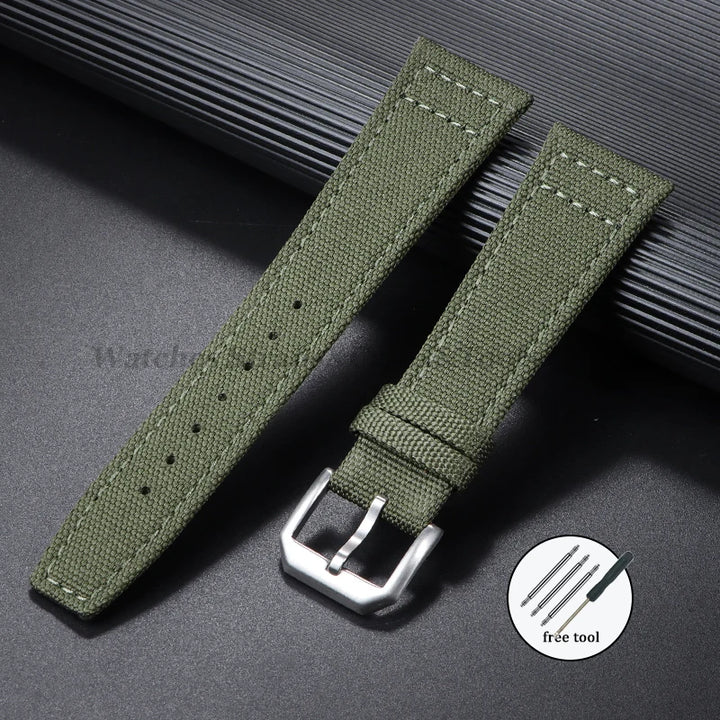 Nylon Canvas Watch Strap for IWC Pilot 20mm 21mm 22mm Strap Waterproof Sport Watch Strap Cowhide Wrist Belt Men's Women Bracelet