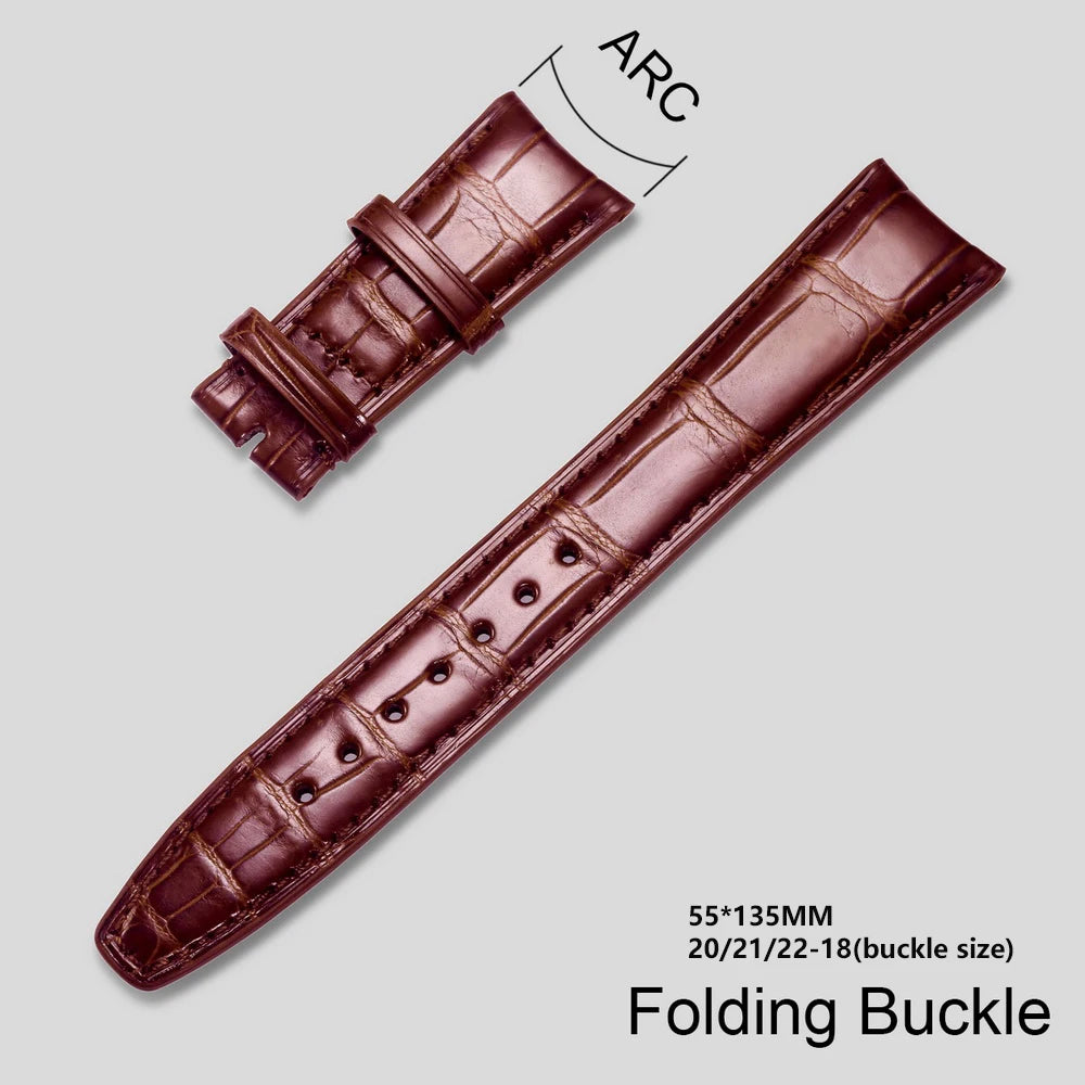 Crocodile Leather Watchbands For IWC Portugues Pilot Black Alligator Grain Handmade Straps 20mm 21mm 22mm