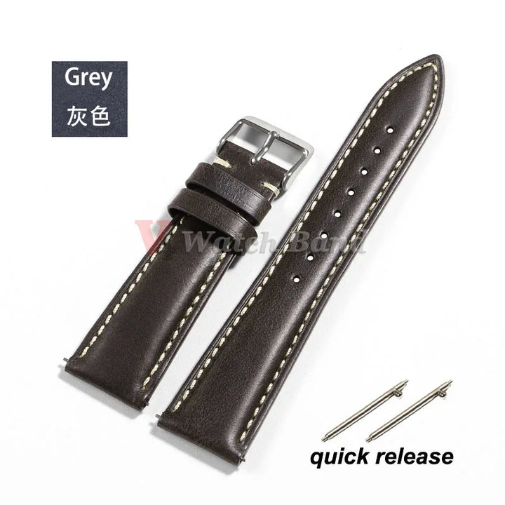 Vintage Oil Wax Leather Watch Strap – 18-22mm Brown for Samsung Galaxy