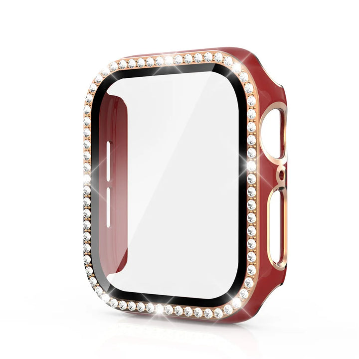 Glass+Cover For Apple Watch Case 45mm 44mm 41mm 40mm 38 42mm Bling Diamond bumper+Screen Protector iwatch series 9 8 7 5 6 4 SE