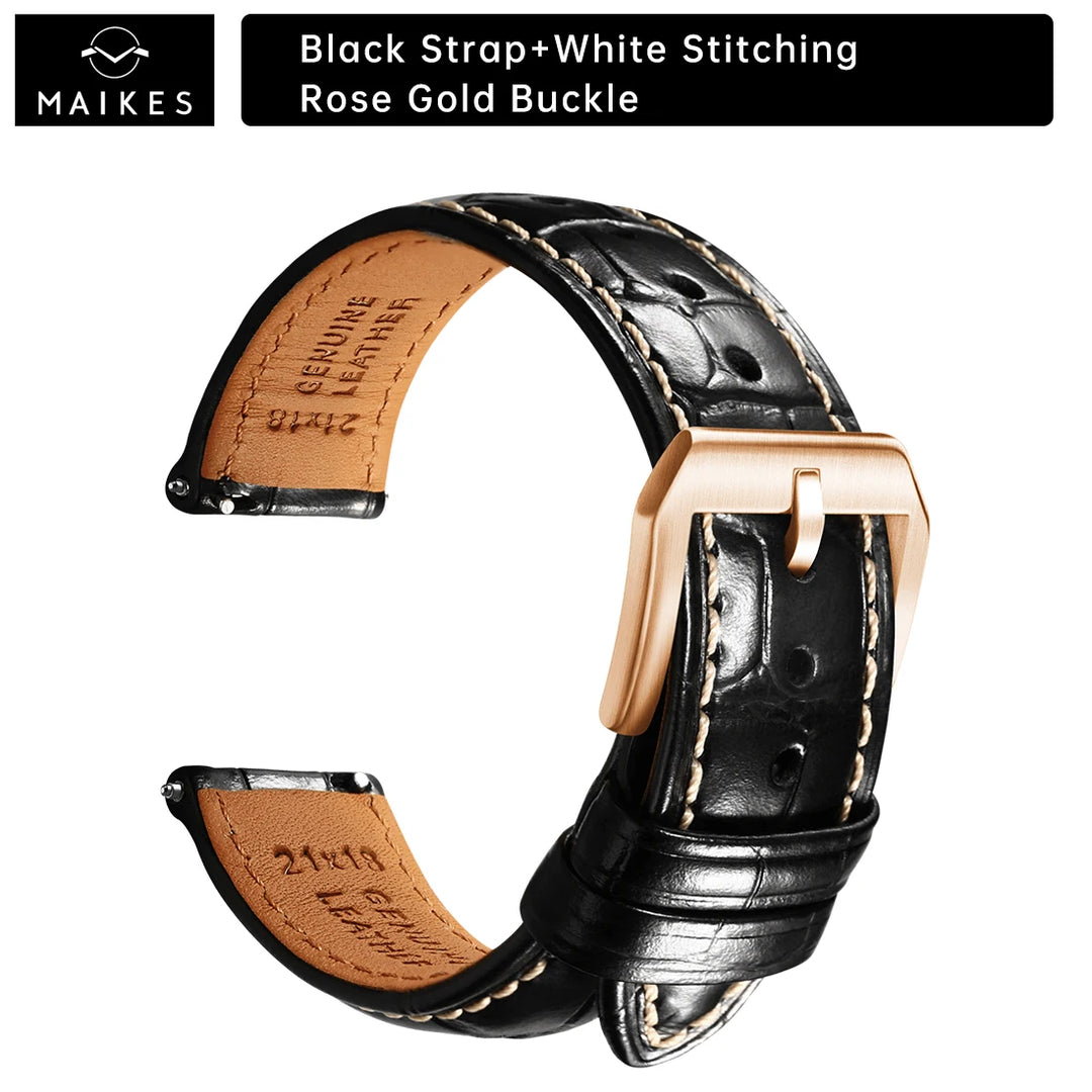 Maikes Luxury Brand Leather Watch Straps 20mm 21mm 22mm Accessories Watchbands Braceletes For Rolex Breitling Omega Watch Bands