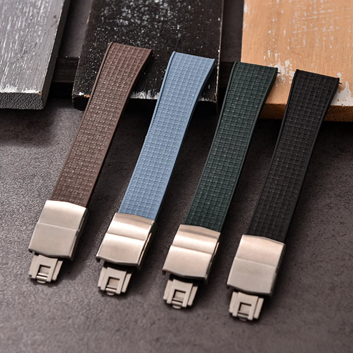 JUELONG Mosaic FKM Rubber CTS Strap 20mm 22mm Quick Release Spring Clasp For Perfect Fit Flat End Universal Watch Straps