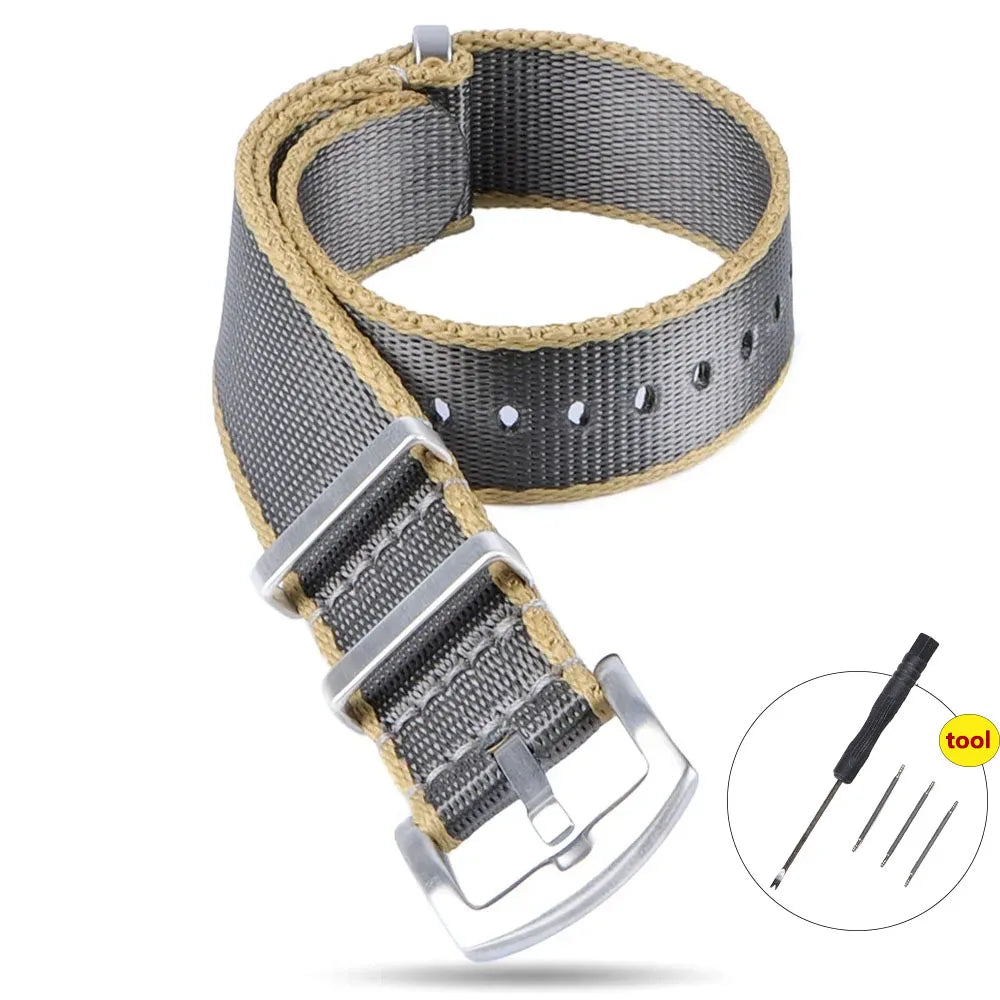 High‑Density Nylon Watch Strap – 20/22mm, Military Style