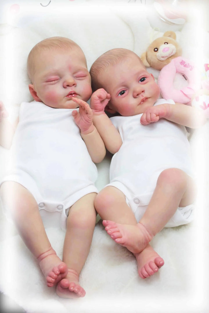 18″ Irys & Lily Reborn Twins – Handmade Lifelike Baby Dolls with 3D Skin & Multi‑Layer Painting