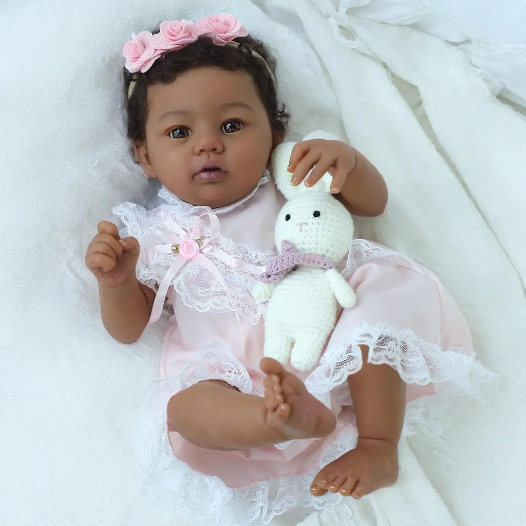 18″ Abigail Lifelike Reborn Doll – Dark Skin Tone, Soft Touch with Veins