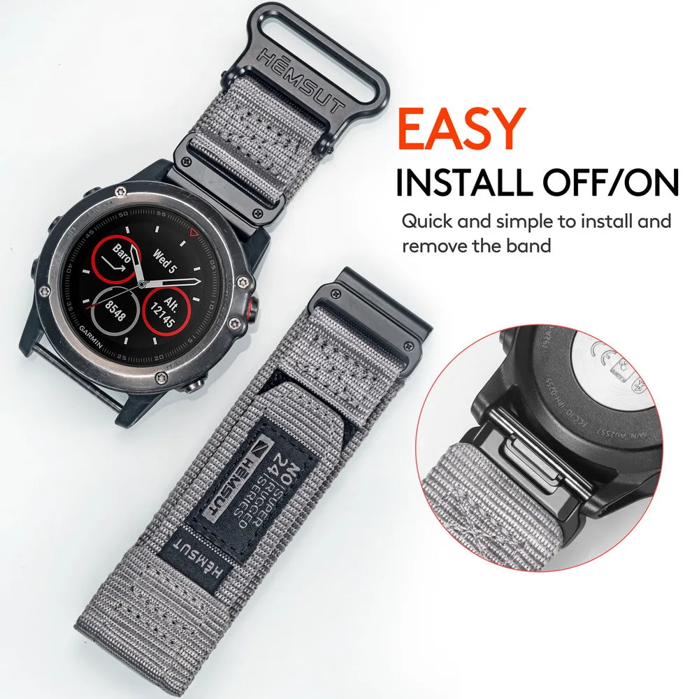 Garmin Quickfit Nylon Watch Band (20-26mm) – Fenix, Forerunner, Epix, Marq, Tactix
