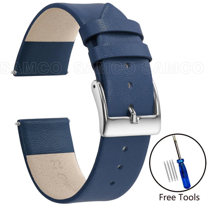 Genuine Leather Minimalist Thin Elegant Apple Watch Band 12–22mm (Soft Wrist Bracelet)