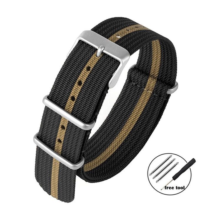 18mm 20mm 22mm High Quality Nylon Strap Military for Rolex Braid Ribbed Sport Bracelet for Samsung Galaxy Watch4/3/5 Watchband