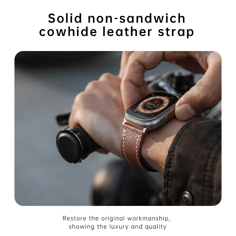 2023New Apple Watch Strap Ultra 2 49mm Series 9 8 7 6 SE 45mm 44mm 41mm 40mm Vegetable Calf Leather Bands For Apple Watch
