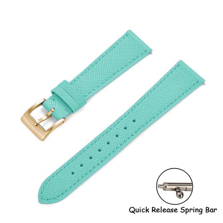 Quick Release Saffiano Leather Watch Strap – 18-24mm Universal