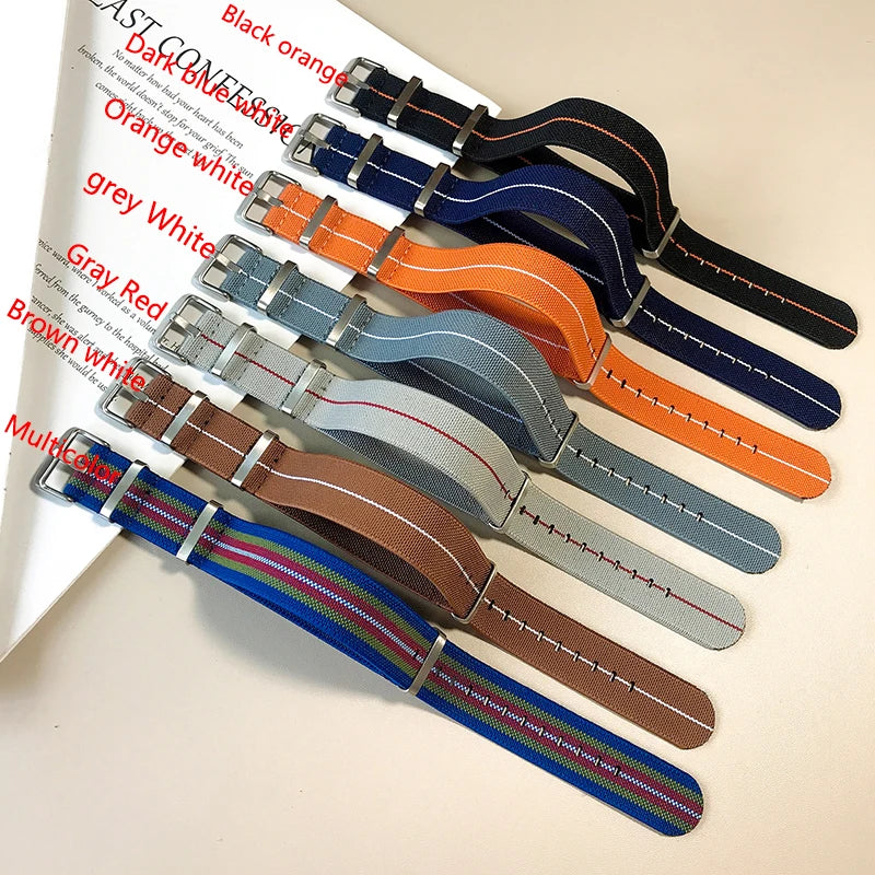 Trendy Nylon Military Watch Strap – 18/20/22mm Elastic French Troops Style