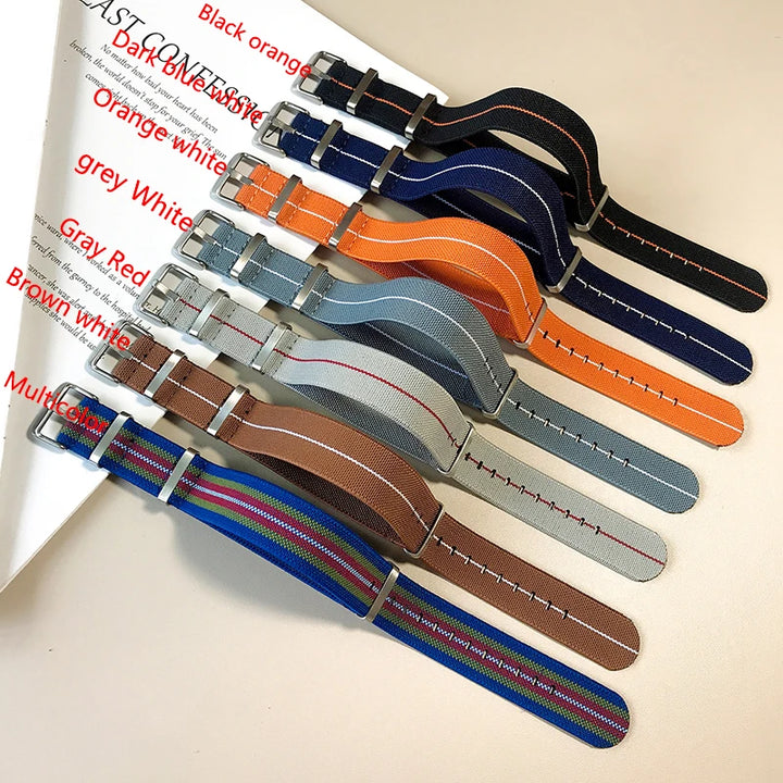 Trendy Nylon Military Watch Strap – 18/20/22mm Elastic French Troops Style