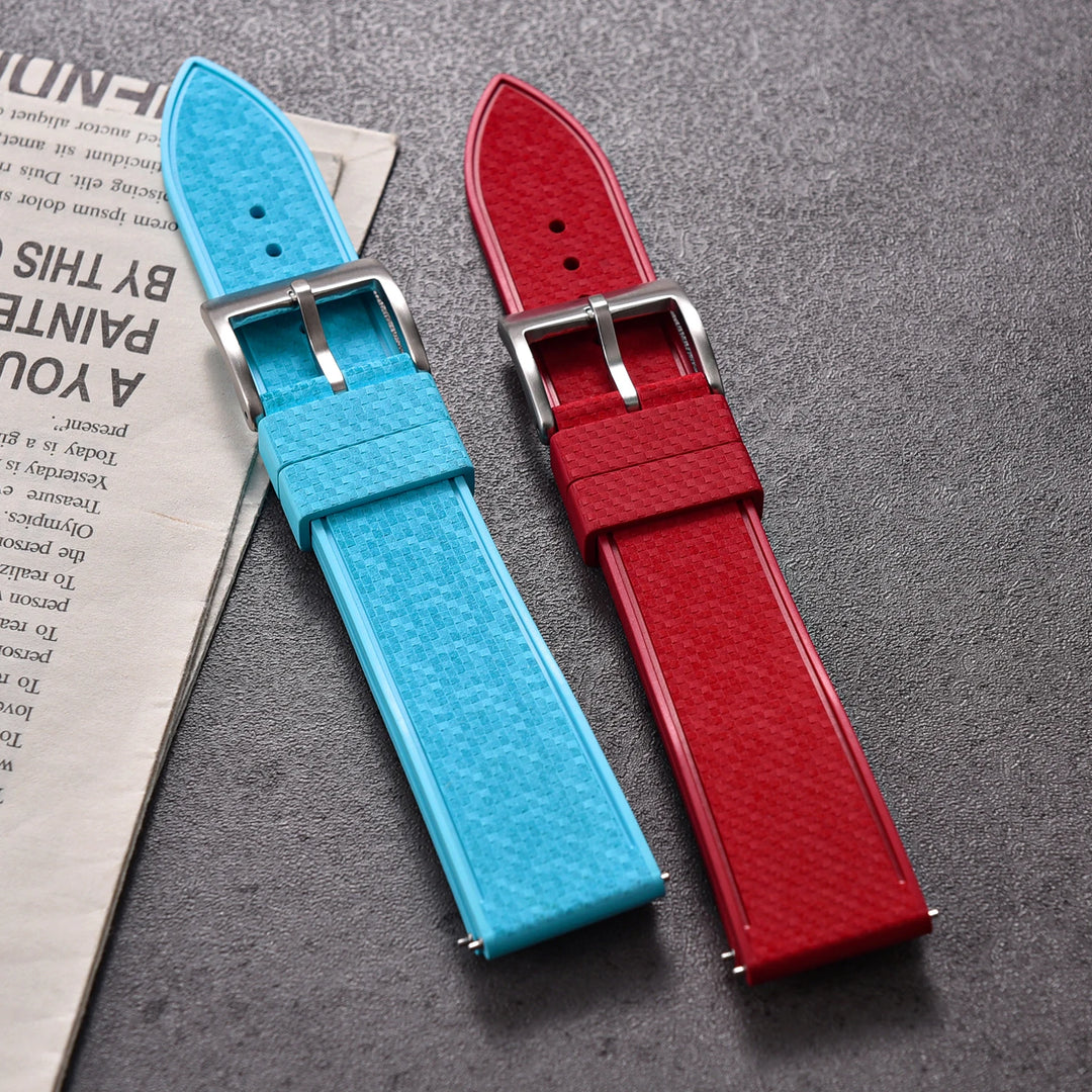 Premium Grade Mosaic FKM Rubber Watch Strap 20mm 22mm Quick Release Watch Bands Diving Waterproof Soft Wristband