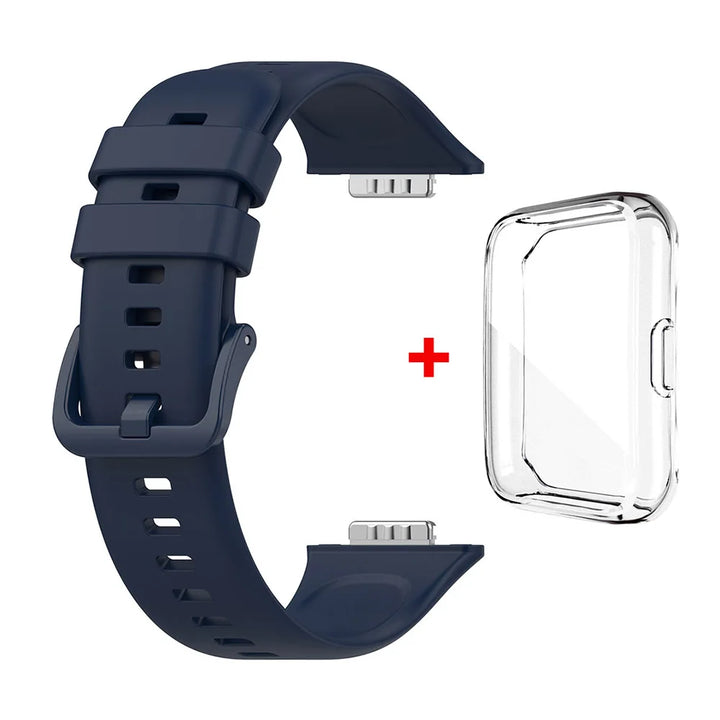Silicone Strap with Transparent TPU Case for Huawei Watch Fit 2