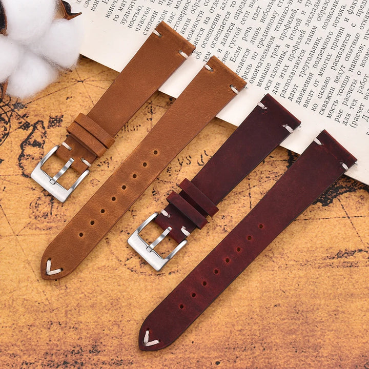 High Quality Leather Watch Bands18mm 20mm 22mm Vintage Frosted Leather Strap Wristband intelligent Quick Release Straps