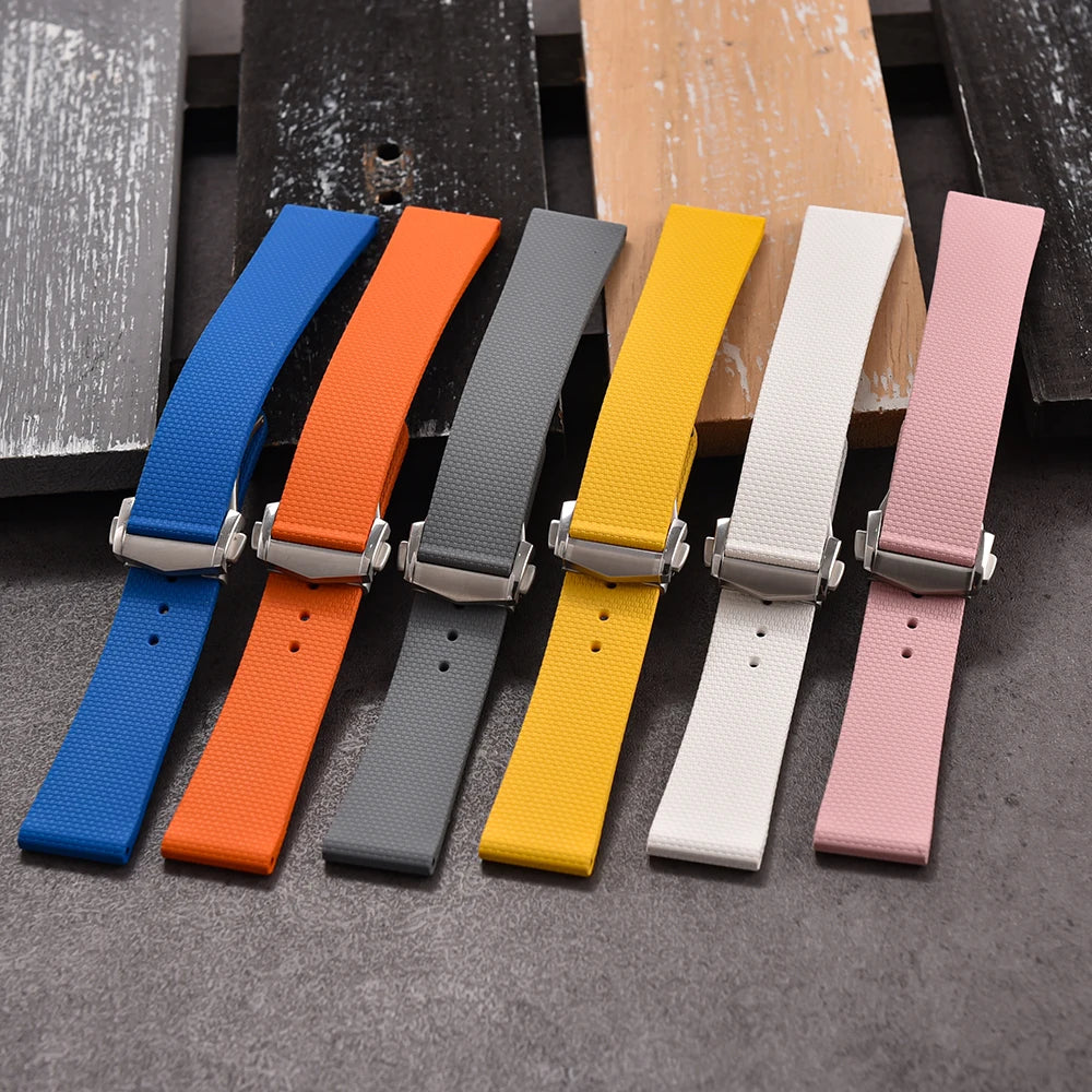 JUELONG Premium Grade Soft FKM Rubber Watch Strap Perfect Fit Flat End Universal Quick Release Straps 20mm Watchbands