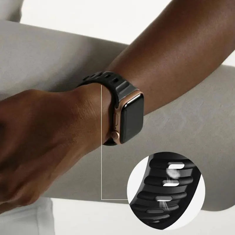 Silicone Rubber Apple Watch Band 38–49mm for iWatch Series 3–8 & Ultra