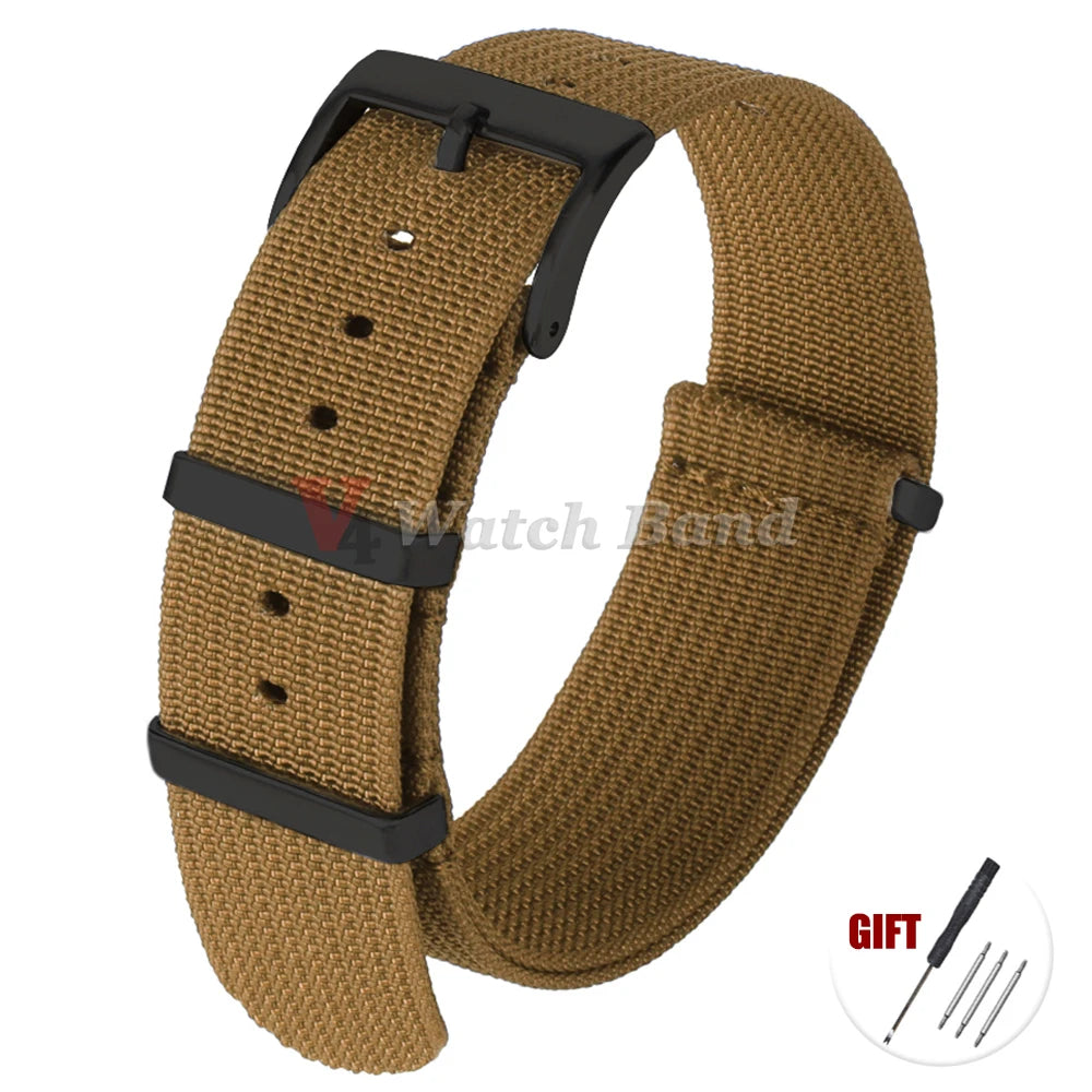 Universal Fabric Nylon Watch Strap with Black Buckle (20/22mm)