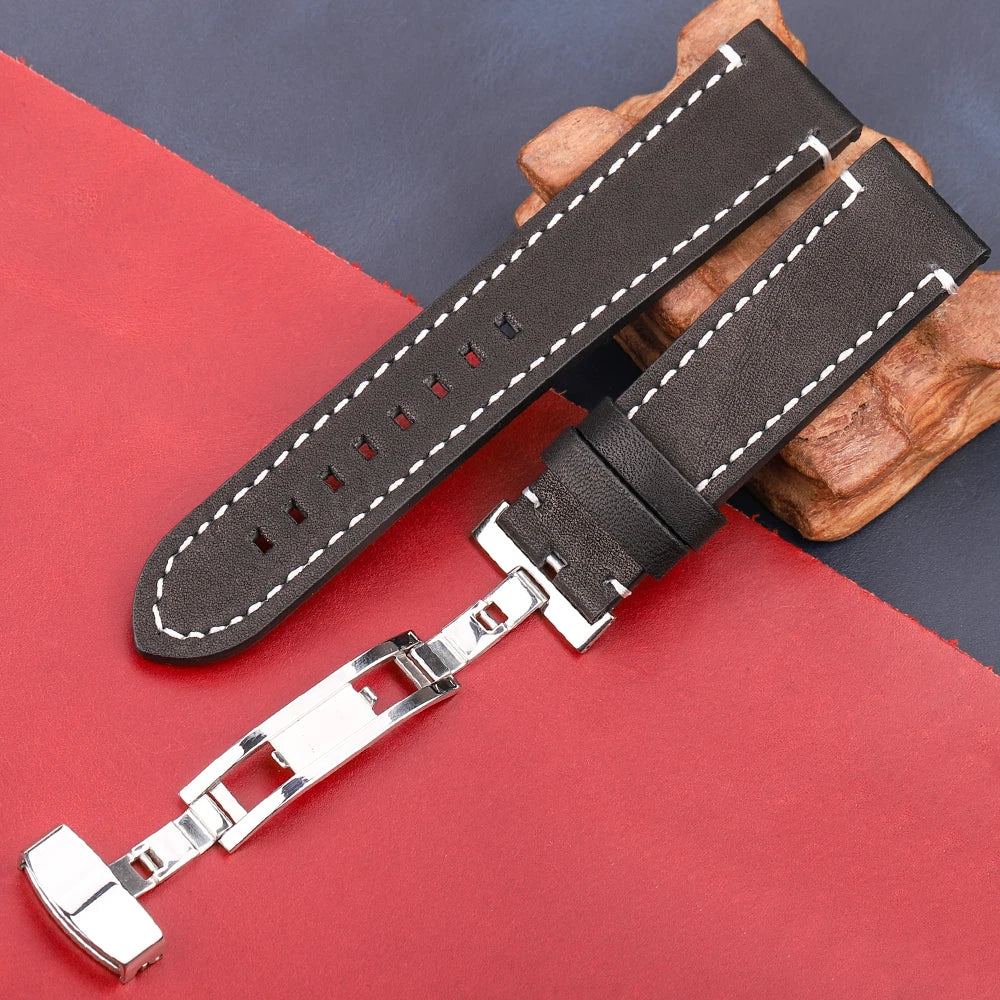 Genuine Leather Watch Strap Bracelet 7 Colors Quick Release Watchband 18 20 22 24mm Bracelet Butterfly Buckle Band