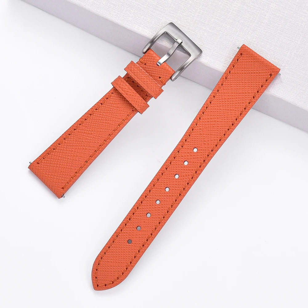 Quick Release Saffiano Leather Watch Strap – 18-24mm Universal