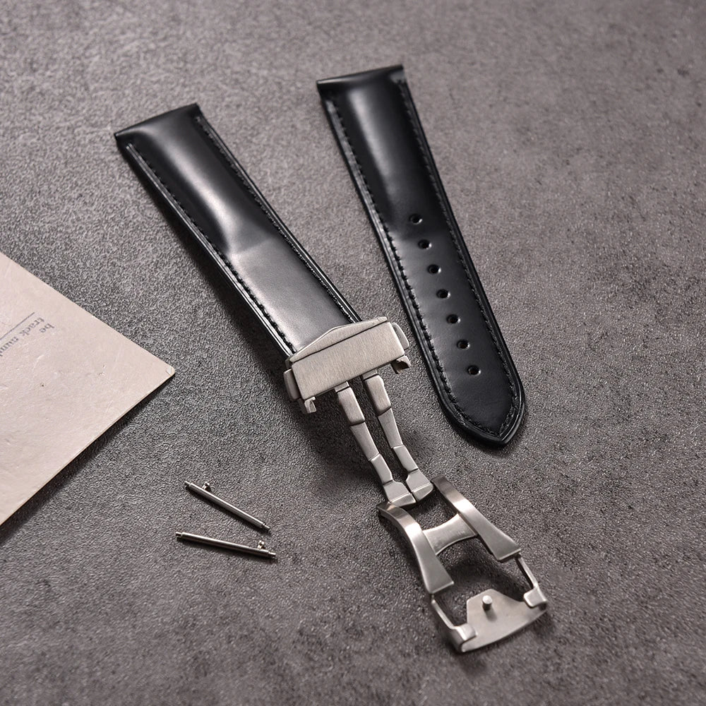 Premium Grade Smooth Surface Leather Watch Bands Perfect Fit Flat End Universal Quick Release Watch Strap 19mm 20mm 21mm 22mm