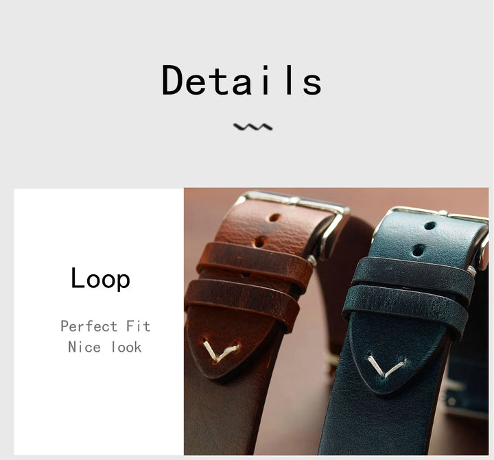 Wax Genuine Leather Watch Band 18–24mm