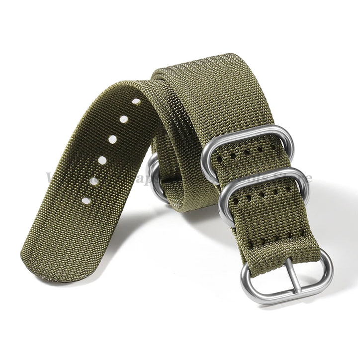 Sailcloth Nylon Watch Strap with Ring Buckle (18–24mm)