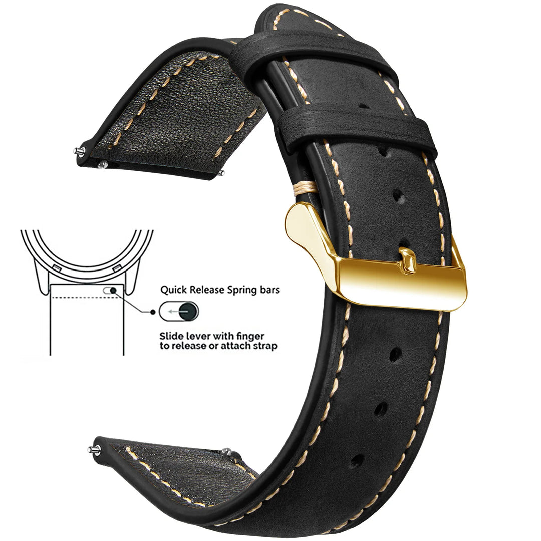 Wax Vintage Leather Watch Strap 14–24mm