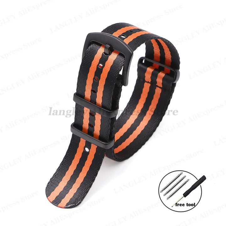Premium Nylon Watch Strap 20/22mm (Black Buckle)