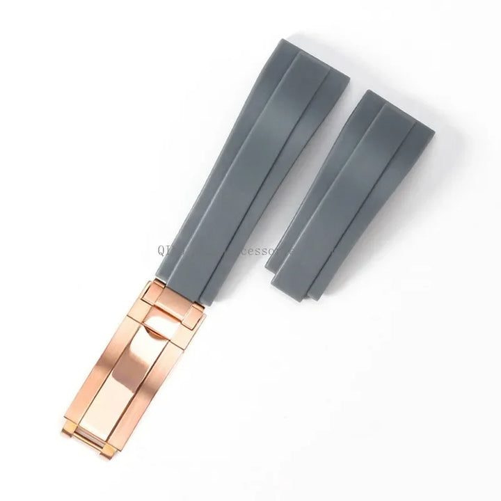 Rubber Silicone Watch Strap for Rolex Oysterflex – 20mm, Folding Buckle