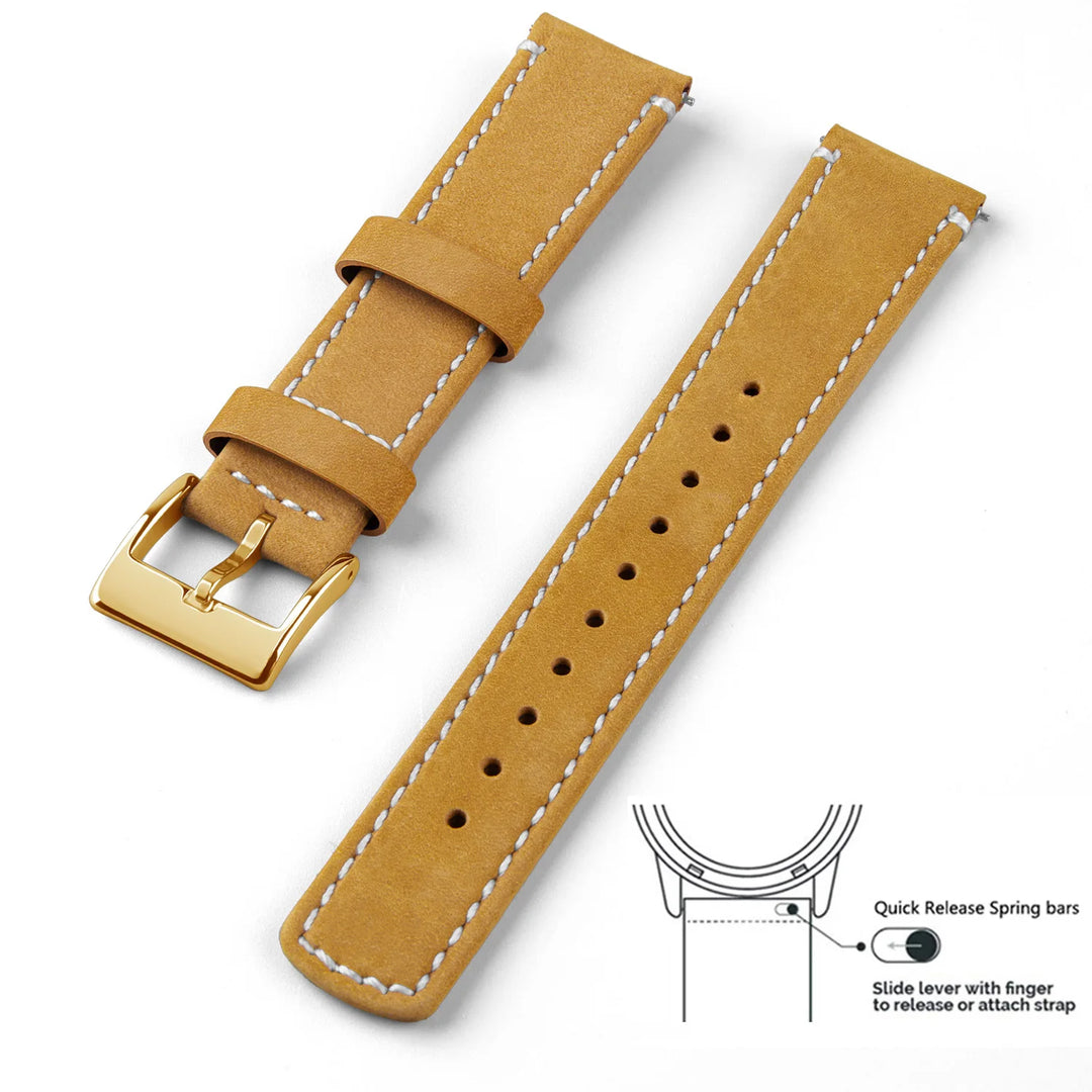 Genuine Top Grain Leather Quick Release Watch Band 20–22mm for Samsung Galaxy Watch