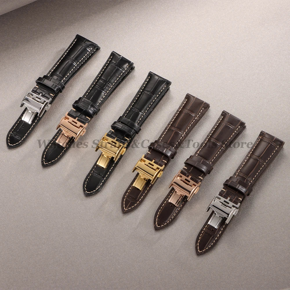 18mm 19mm 20mm 21mm 22mm Cowhide Leather Watch Strap for Longines Watch Bracelet Universal Butterfly Clasp Wristband Replacement