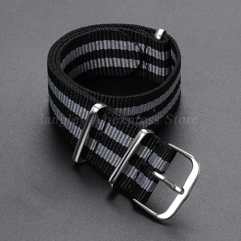 Nylon Army Sport Strap (18–22mm) – Black & Green